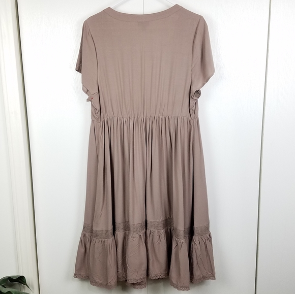 Torrid TAUPE PINTUCK CHALLIS SKATER DRESS sz 1X - Picture 5 of 8